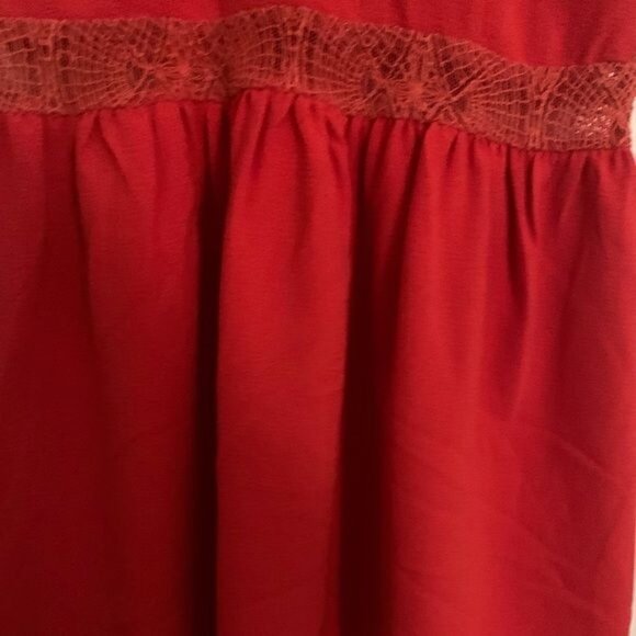 Pins And Needles Red Lace Trim Short Sleeve Dress Size 4 Polyester/Nylon Womens - Picture 7 of 11
